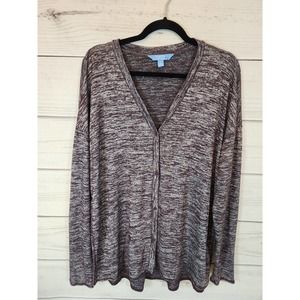 Simply‎ Vera Women's Purple Solid V-Neck Long Sleeve Button Front  Cardigan  XL